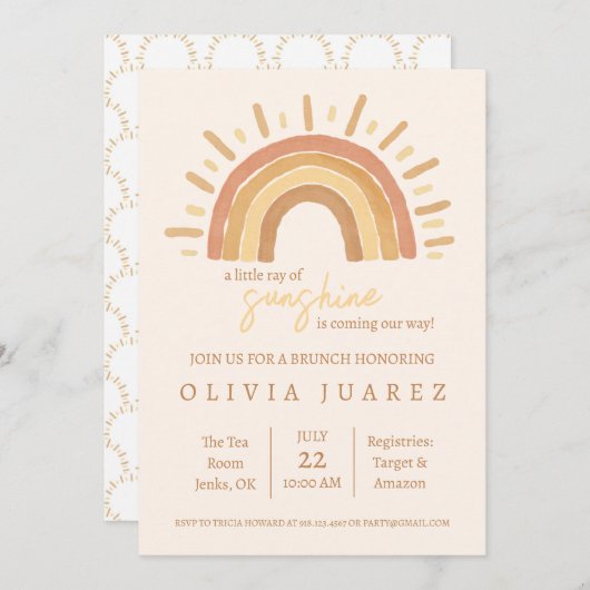 Little Ray of Sunshine Baby Shower Einladung (Vorne/Hinten)