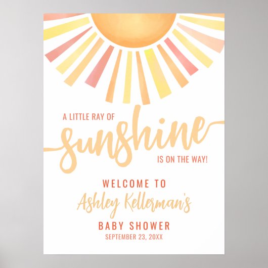 Little Ray Of Sunshine Baby Shower Welcome Sign Poster (Vorne)