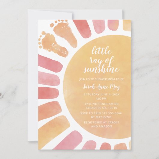 Little Ray of Sunshine Boho Baby Shower Einladung (Vorderseite)