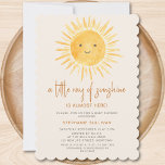Little Ray of Sunshine Boho Baby Shower Einladung<br><div class="desc">Planen Sie eine Babydusche zum Thema Sonne? Diese schicke Babydusche lädt mit dem Text "Ein kleiner Sonnenstrahl ist fast hier,  mit einer niedlichen Wasserfarbe,  die gelbe Sonne auf einem weichen,  cremefarbenen Hintergrund lächelt. Ideal für eine geschlechtsneutrale Babydusche. Einfach anpassbar. Original Wasserfarbe © Michele Davies.</div>