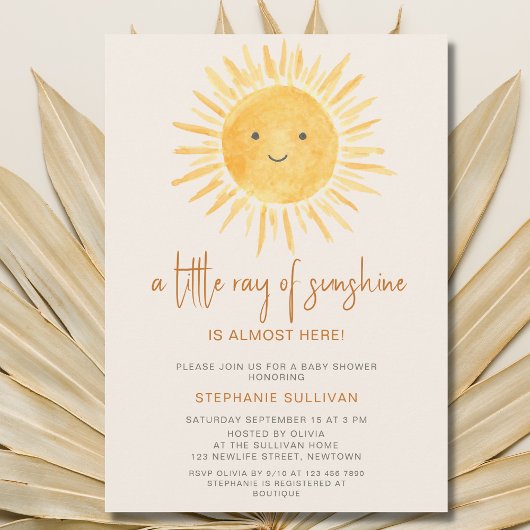 Little Ray of Sunshine Boho Baby Shower Einladung