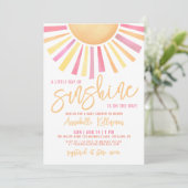 Little Ray Of Sunshine Boho Baby Shower Einladung (Stehend Vorderseite)