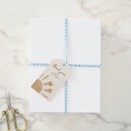 Little Ray of Sunshine Boho Baby Shower Geschenkanhänger (Mit Garn)