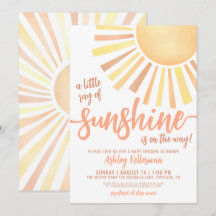 Little Ray Of Sunshine Boho Baby Shower Invitation