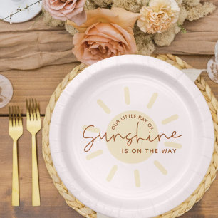 Little Ray of Sunshine Boho Baby Shower Pappteller