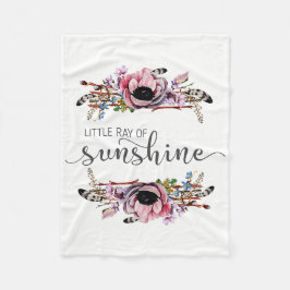 Little Ray of Sunshine Boho Chic Floral Baby Girl Fleecedecke