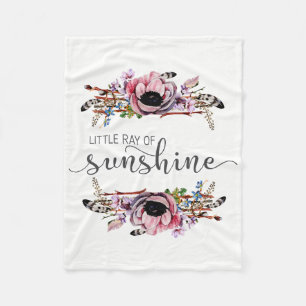 Little Ray of Sunshine Boho Chic Floral Baby Girl Fleecedecke