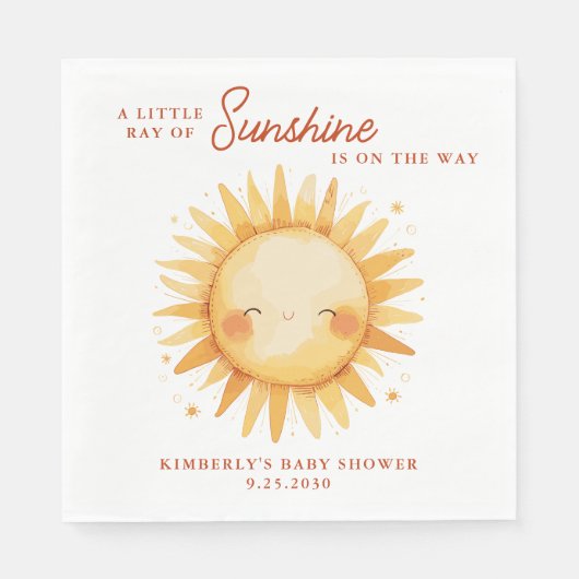 Little Ray of Sunshine Boho Cute Sun Baby Shower Serviette (Vorderseite)