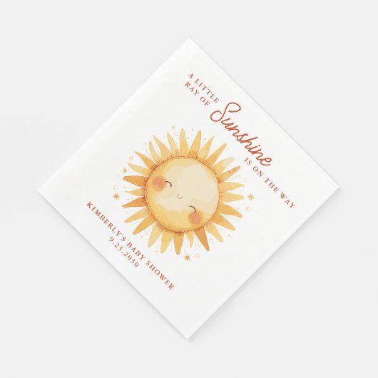 Little Ray of Sunshine Boho Cute Sun Baby Shower Serviette (Ecke)