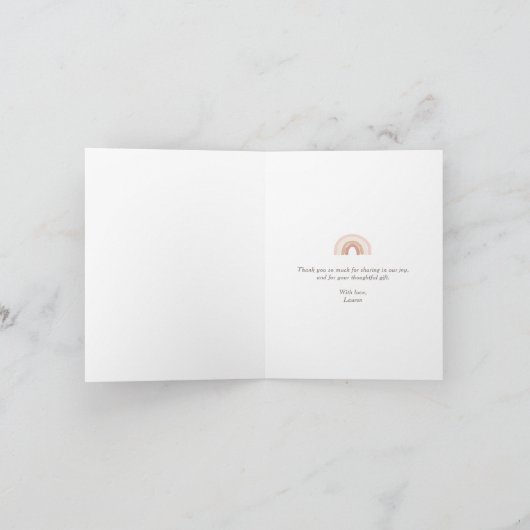 Little Ray of Sunshine Boho Girl Baby Shower Dankeskarte (Innenseite)