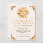Little Ray of Sunshine Boho Sun Baby Shower Einladung (Vorderseite)