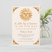 Little Ray of Sunshine Boho Sun Baby Shower Einladung (Stehend Vorderseite)