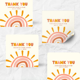 Little Ray of Sunshine Boho Sun Baby Shower Quadratischer Aufkleber