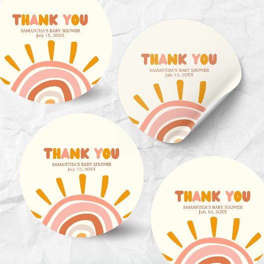 Little Ray of Sunshine Boho Sun Baby Shower Runder Aufkleber