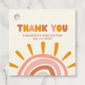 Little Ray of Sunshine Boho Sun Baby Shower Square Geschenkanhänger (Vorderseite)