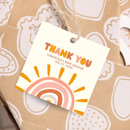 Little Ray of Sunshine Boho Sun Baby Shower Square Geschenkanhänger