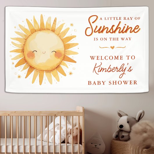 Little Ray Of Sunshine Boho Welcome Baby Shower Banner