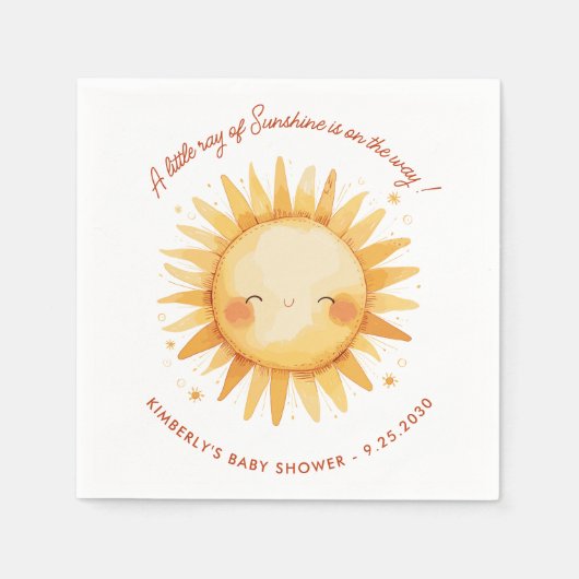 Little Ray of Sunshine Cute Boho Sun Baby Shower Serviette (Vorderseite)