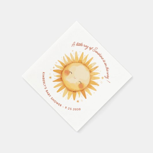 Little Ray of Sunshine Cute Boho Sun Baby Shower Serviette (Ecke)