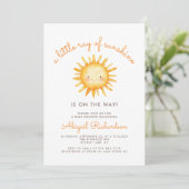Little Ray of Sunshine QR Code Baby Shower Einladung (Stehend Vorderseite)