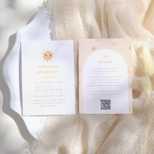 Little Ray of Sunshine QR Girl Baby Shower Einladung