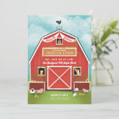 Little Red Barn Farm Birthday Party Einladung (Stehend Vorderseite)