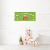 Little Red Barn Farm Happy Birthday Banner (Insitu)