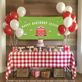 Little Red Barn Farm Happy Birthday Banner