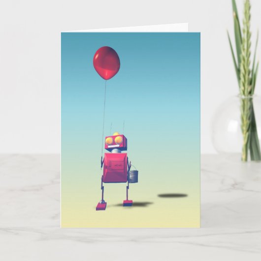 Little Red Birthday Robot 3 Card Karte (Vorderseite)