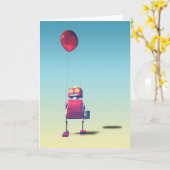 Little Red Birthday Robot 3 Card Karte (Gelbe Blume)