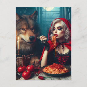 Little Red Blonde Hair Dunkle Fantasie Postkarte