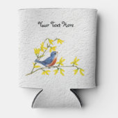 Little Red Blue Bird auf Branch Blume texturiert Dosenkühler (Vorderseite)