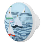 Little Red Blue und Green Segelboote Keramikknauf (Rechts)