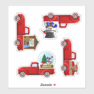 Little Red Christmas Truck Stickers Aufkleber