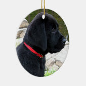 Little Red Collar - Black Lab Puppy - Labrador Keramik Ornament (Rechts)