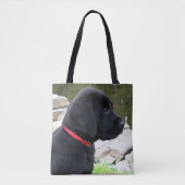 Little Red Collar - Black Lab Puppy - Labrador Tasche (Vorderseite)