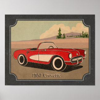 Little Red Corvette 1957 Vintag Print Poster