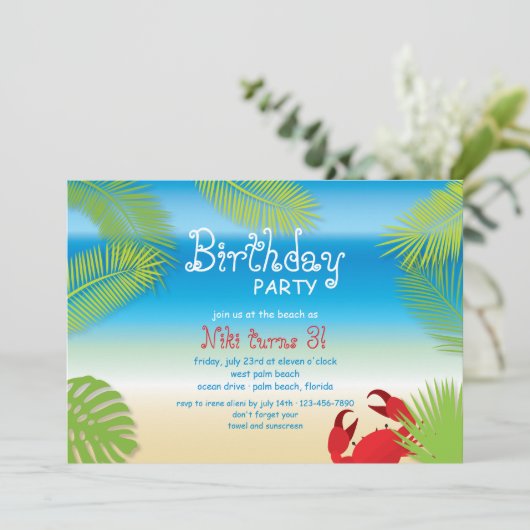 Little Red Crab Einladung (Stehend Vorderseite)