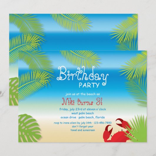 Little Red Crab Einladung (Vorne/Hinten)