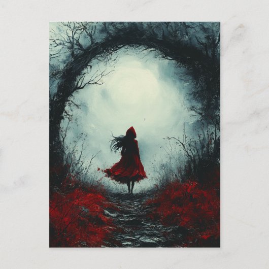 Little Red Dark Fantasy Forest Postkarte (Vorderseite)