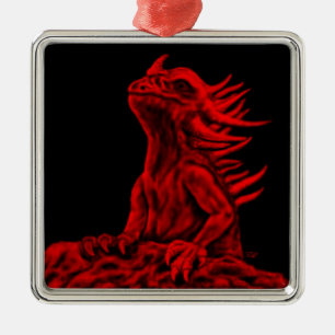 Little Red Dragon Ornament Aus Metall