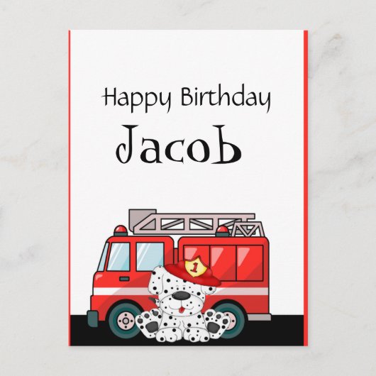 Little Red Fire Truck Birthday Postkarte (Vorderseite)