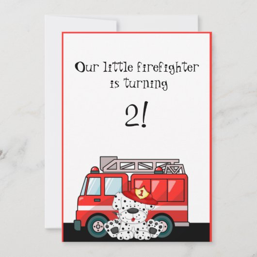 Little Red Fire Truck, Dalmatiner Geburtstag Einladung (Vorderseite)