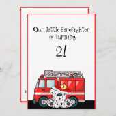 Little Red Fire Truck, Dalmatiner Geburtstag Einladung (Vorne/Hinten)