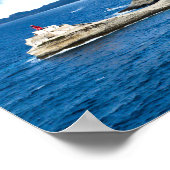 Little red French Lighthouse auf weißer Klippe Poster (Ecke)