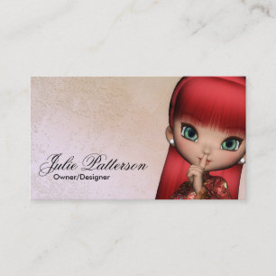 Little Red Hair Asian Girl Fantasy Business Cards Visitenkarte
