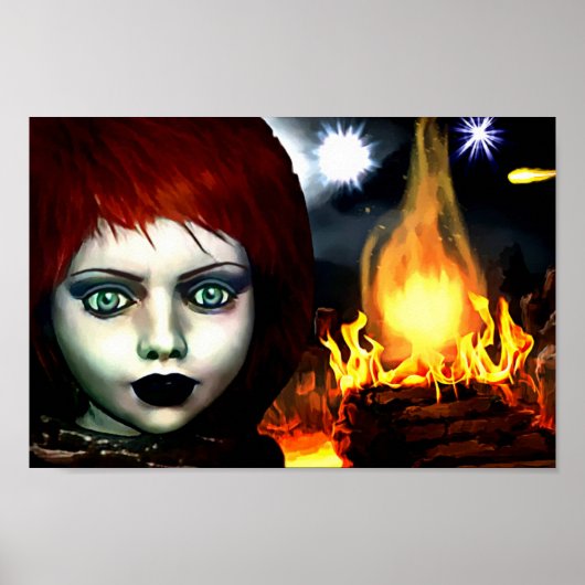 Little Red Hair Fire Witz Girl Fantasy Art Poster (Vorne)
