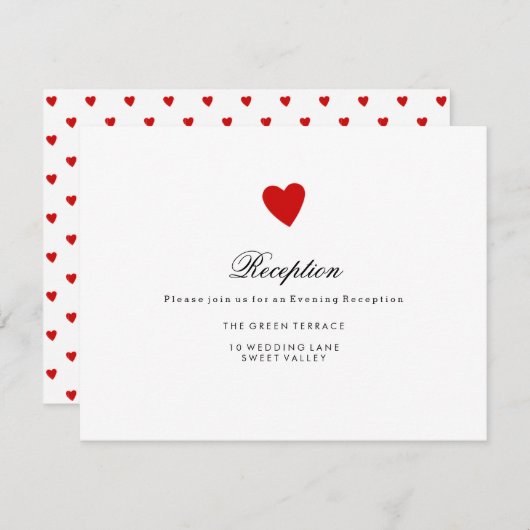 Little Red Heart Wedding Card Einladung (Vorne/Hinten)