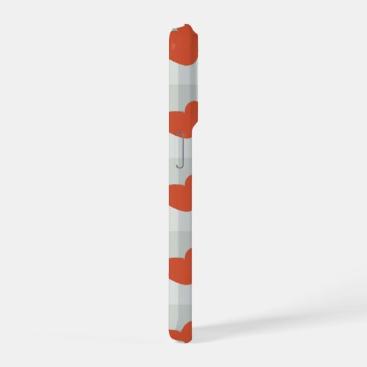 Little red hearts cozy gingham pattern Preppy iPhone Hülle (Rechte Seite)