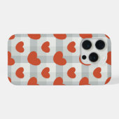 Little red hearts cozy gingham pattern Preppy iPhone Hülle (Rückseite (Horizontal))
